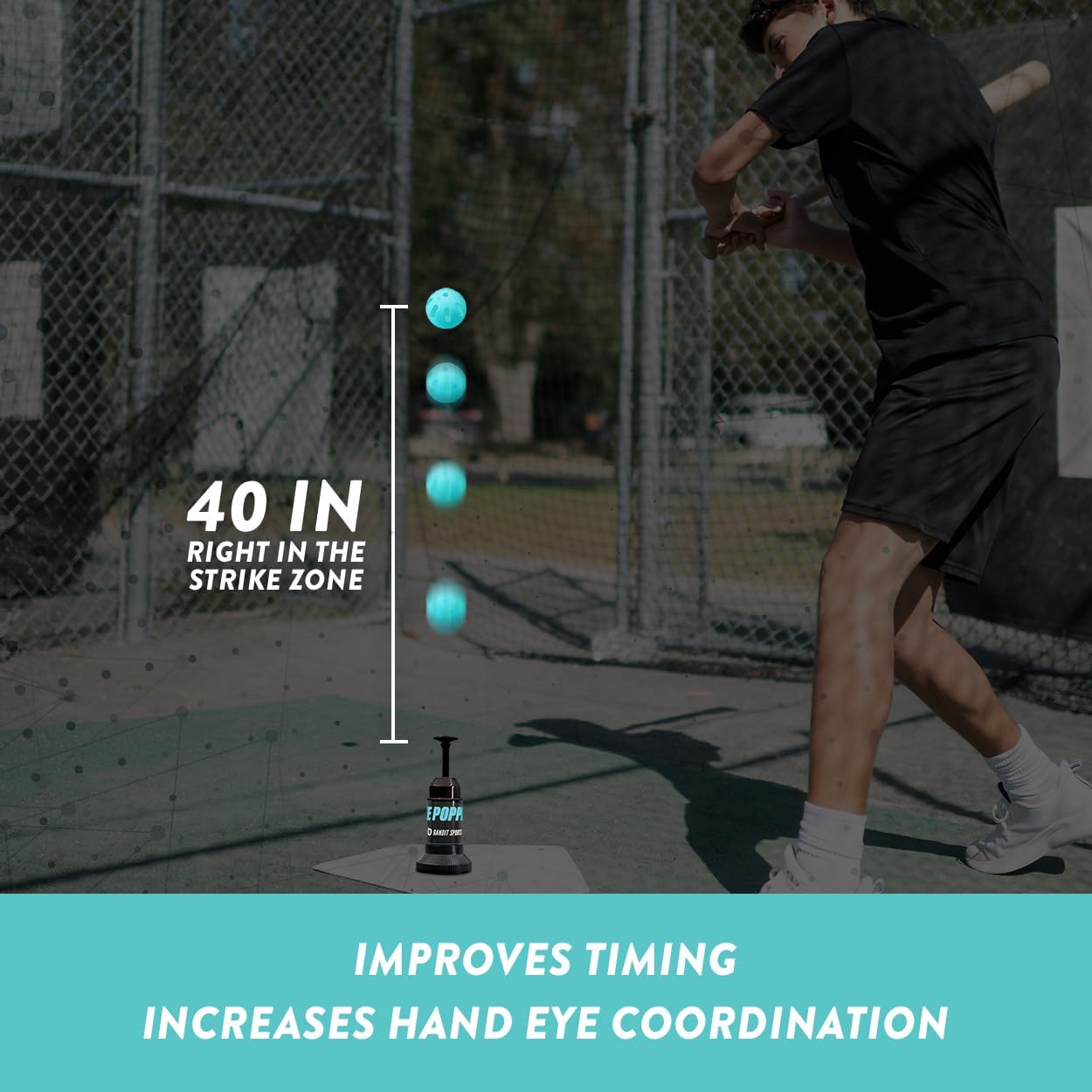 Black Baseball Training Tee Popper 202, Hitting Tee for Perfect Swings, Batting Machine (Not for Real Baseballs 202 Popper Balls Not Included)